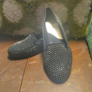 Silver studded black flats, us 10.5